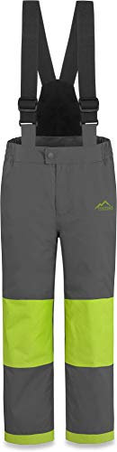 normani Kinder-Skihose mit abnehmbaren Hosenträgern Thermohose Winterhose Schneehose für Junge und Mädchen gefüttert - Wasserdicht: Wassersäule 11000 mm Winddicht Farbe Grau/Grün Größe XXL/170-176