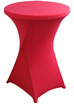 iEventStar Stretch Stehtisch Hussen Spandex Stehtischhussen Bartische Hochzeit Erstärkung im Fußbereich Rund Tischdecke für Bistrotisch Cocktail-Party Weihnachts Deko (Fuchsie, Ø 60-65 cm)