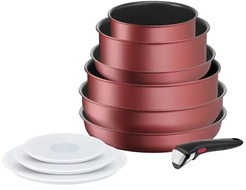INGENIO DAILY CHEF Rouge Surprise Set 10 pieces : revetement antiadhésif, tous feux dont induction