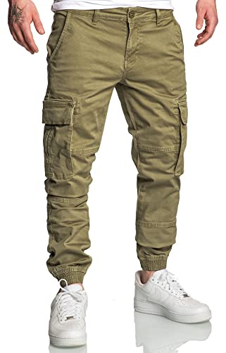 REPUBLIX Herren Jogger Cargo Chino Jeans Hose R7020 Olive W32