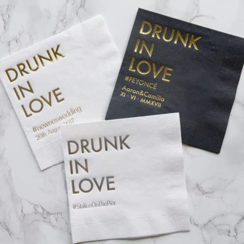 agsu Individuelle Cocktail-Servietten Personalisierte Papierservietten Individuelle Hochzeitsservietten Initialen Monogramm-Bar-Servietten Geburtstagsparty-Servietten (50 Stück)