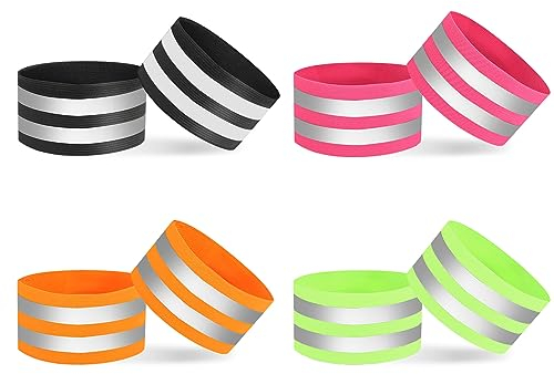 AOROPS Doppel Reflektorbänder, 8 Stück Sicherheits Armband Reflektorbänder mit Klett Reflektierende, Reflektoren Armband Reflektorbänder für Outdoor Jogging Radfahren(4 Farben)