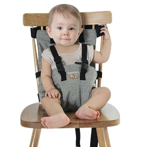 Chaise Nomade Bebe - BAYBCHILL - Facile à Monter, Pliante et Sécurisée - Chaise Haute de Voyage Évolutive - Siege Bebe 6 Mois à 3 Ans - Rehausseur Nomade pour Enfant (Gris) - Réf. BC-01