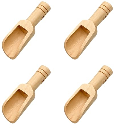 4 Pieces Bath Salt Spoon, Mini Wooden Spoon, Small Spoon for Jars, Salt Spoon Sugar Spoon Jar Spoon, Wooden Salt Spoon, Reusable for Scooping Salt, Spices and More