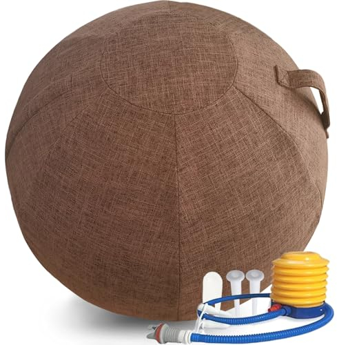 WTZHHK Gymnastikball 55cm 65cm 75cm, Sitzball Büro mit Pumpe und Deckel, Sitzball Yoga Ball für Zuhause, Zuhause & Büro Alternative zum Stuhl (Color : Brown, Size : 55CM)…