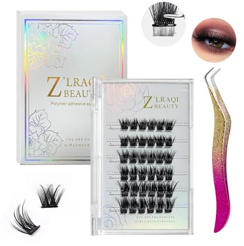 False Eyelashes with Glue 30Pcs Self Adhesive Eyelashes 10-14mm Mix D Cur False Eyelashes No Glue Needed Reusable Eylure Lashes with Lash Tweezers(MF10-11)
