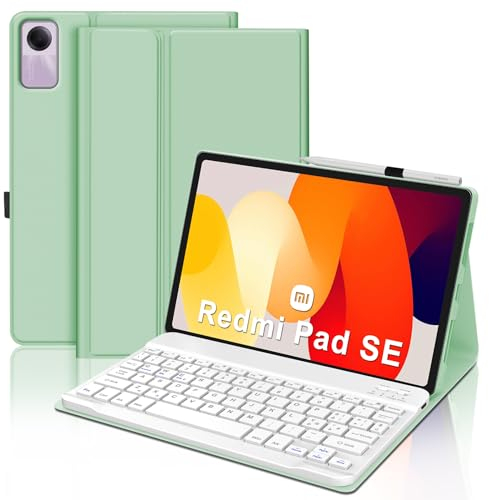 SENGBIRCH Custodia Tastiera Xiaomi Redmi Pad SE 11 2023, Cover Redmi Pad SE con Tastiera, Tastiera Italiano per Xiaomi Table Redmi Pad, Smart Cover con Tastiera Bluetooth 5.0 Wireless, Verde Chiaro