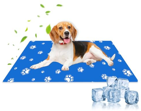 Flow fire Extra Large Dog Cooling Mat, 90 x 50cm, Foldable, Scratch Resistant, XL Pet Cooling Mat for Dogs