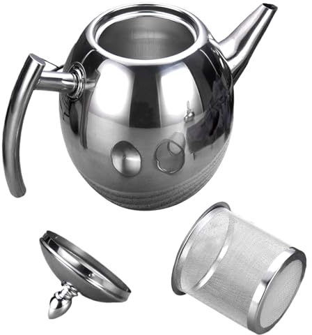 Teekanne mit Infusern für losen Tee, 1,5 -l -Edelstahl -Teekanne, 51 Unzen Metall -Teekanne mit kurzer Ausgaberie -Kaffee -Karaffe für Restaurants, Konferenzräume, Konferenzräume