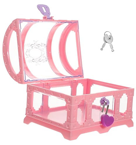 Yardenfun Junge Mädchen Piraten Schatztruhe Kunststoff Mit Schloss Mittelgroße Vintage Aufbewahrungsbox Für Spielzeug Schmuck Und Kleine Schätze Rosa Transparente Runddeckel Box Party Favor