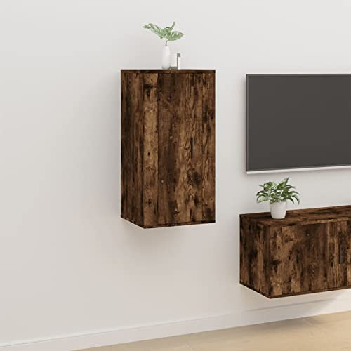 ShGaxin Meuble TV mural en chêne fumé 40 x 34,5 x 80 cm, meuble TV, meuble TV, meuble TV, meuble TV, meuble TV 816677