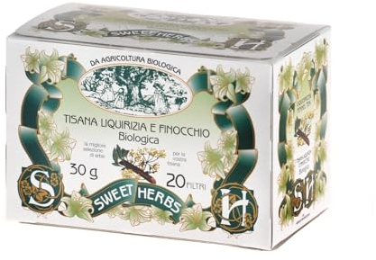 Sweet Herbs® | Tisana Liquirizia Finocchio | Infuso Biologico Digestivo Liquirizia Finocchio - 20 Filtri in Singole Bustine (30 Gr)
