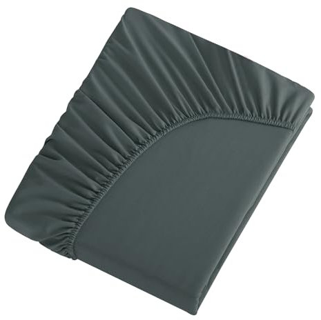 Tifschlaf Spannbettlaken 140x200cm Grau Bettlaken - Spannbetttuch 140x200 aus Weich Mikrofaser, Betttuch Bett Laken Bezug 140 x 200 Anthrazit 30 cm Tiefe Tasche, Bed Fitted Sheet Bedsheet