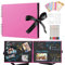 DazSpirit Fotoalbum 29,5 X 21cm Fotoalbum Zum Selbstgestalten Schwarz Fotobuch Mit 80 Seiten Scrapbook, Für 240 Bilder, Inkl.12 Metallic Farbmarker, Gästebuch Für Geburtstag Und Hochzeit, RoseRed