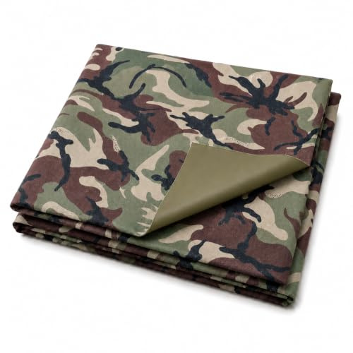 Waterproof Outdoor Upholstery Fabric – 600D PVC Coated Polyester – 148cm Wide – Hard Wearing Material for Campervan, Garden Seating – Sold by The Metre (Camouflage - Green Woodland)