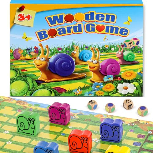 Pourbibi Brettspiele - 2 in 1 Reisespiele Ostergeschenke Gesellschaftsspiele ab 3 Jahre, Familienspiele 1-6 Spieler, Montessori Holzspielzeug für Jungen und Mädchen 3-6 Jahre - Kinderspiel ab 3 4 5 6