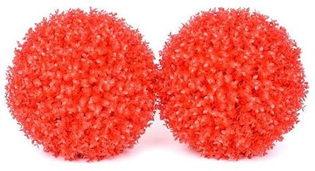 Namzi Kunstpflanze Buchsbaum, dekoratives Gras, lebensechte Pflanzendekoration, verwendet für Innenhof, Balkon, Dekoration vor Hochzeiten, 35 cm, rosafarbene Veranda-Dekoration (rot)