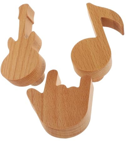 KITANDOVE 3pcs Nordic Style Finger Guitar Note Hook Jacket Hooks Hanging Hook Wall Coat Hooks Garment Hook Key Hooks Hat Hooks Hat Hanger Coat Hangers Clothes Hooks for Hanging Beech