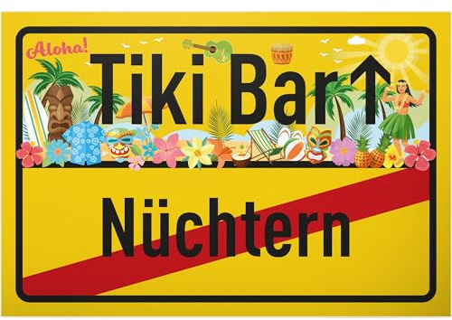 DankeDir! Tiki Bar Ortsschild - Kunststoff Schild 30 x 20 cm - Hawaii Party Deko Geschenkidee für Feste Parties Mottoparty Männer & Frauen Geldgeschenk Abschiedskarte Deko Karte
