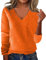 Générique Pull Femme Chic Chaud Couleur Unie Col V/Rond Manche Longue Pull Cachemire Femme Hiver Pull en Tricot Léger Chic et Elegant
