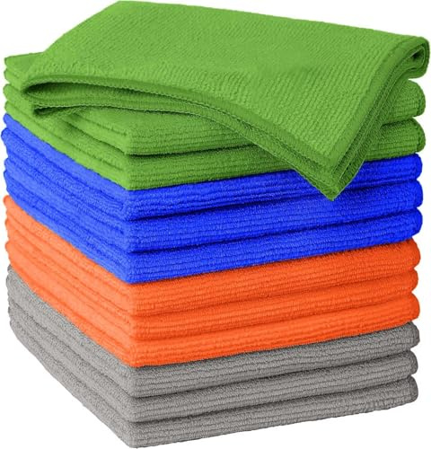 True Face Microfibre Cloth 24 Pack All-Purpose Cleaning Cloths for Cars, House, Kitchen, Windows, Soft & Absorbent Lint Free Streak Free Size 32 x 32 CM Multi-Colour
