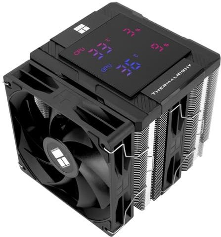 Thermalrlght Peerless Assassin 120 Digital Black CPU Cooler, Double 120mm PWM Fans with 1850RPM Speed, Support Intel lga1700/1851/115X,AMD:AM4/AM5, Computer CPU Cooling,Digital Screen Top Cover