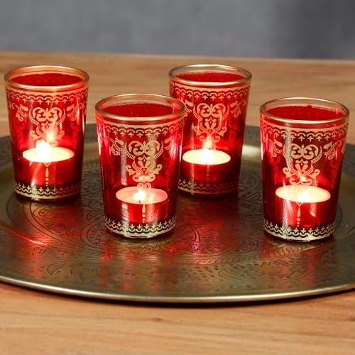 Teelichtgläser Gold Rot, Teelichthalter 6er DIY Kerzen-Gießen-Set - Teelicht Gläser Deko