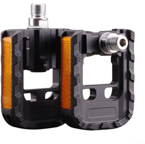 Reflektierende Streifen Faltrad Pedale 9/16 Zoll Design Geeignet für Elektro-, Berg- und Rennräder (Schwarz)
