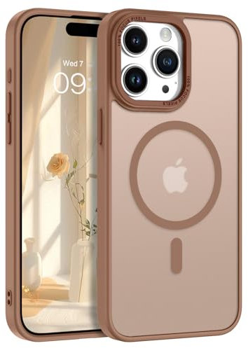 DOMAVER Cover per iPhone 15 Pro Max 6,7, Magnetica Compatibile con MagSafe, Ridige Protection iPhone 15 Pro Max Traslucido Opaco Custodia Sottile Antiscivolo Bronzo