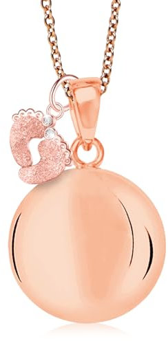 MAMIJUX Chiama Angeli Piedini Mamma Idea Regalo Gravidanza Collana Donna Richiamo degli Angeli Catenina Acciaio (Acciaio Oro Rosa)