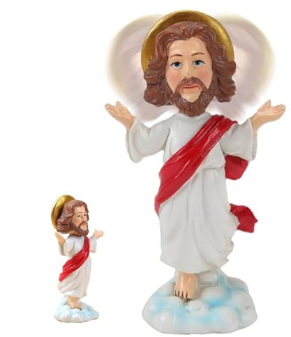 Nuytghr Jesus Wackelkopf Auto Armaturenbrett, religiöse Statue Sammlerstück, Armaturenbrett-Dekoration, 7,5 x 4,5 x 12,7 cm, exquisite symbolische Figur für 1 Einheit, Wohnzimmer, Arbeitszimmer