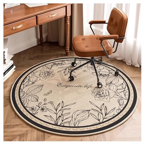 Ergocar Tapis Rond De Style Bomisien Tapis Rétro Ultra Fin, Doux, Antidérapant, Lavable - Convient pour Chambre à Coucher, Entrée, Salle à Manger, Dortoir Familial
