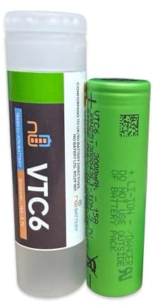 TVDC Murata VTC6 Battery with Protective Plastic Case for E-Cigarettes, Vape Mods & Sub Ohm Kits, also for Torch, Handheld Devices 2ml Cartridge Capacity, No Nicotine
