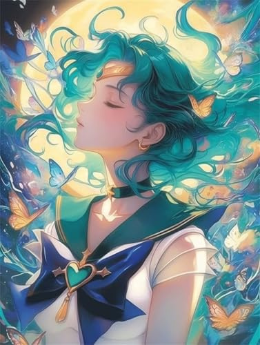 Diamond Painting Erwachsene Diamant Painting Bilde Sailor Moon 5D Diamond-Painting Basteln Set Kinder Diy Full Drill Mosaikherstellung Bastelset für Living Room Office Wall Square Drill 30x40cm D2800