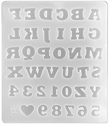 jiingekk Silikonform mit 26 Großbuchstaben, 0–9 Ziffern, Epoxidharz, DIY, Schmuckherstellung, Zubehör, Zuckerkuchenform
