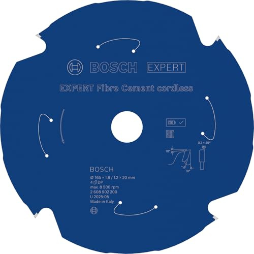 Bosch 1x EXPERT Fibre Cement Cordless Circ Saw | for Fibre cement boards, Ø 165 mm, Professional Accessory Hand-Held Cordless Circular Saws