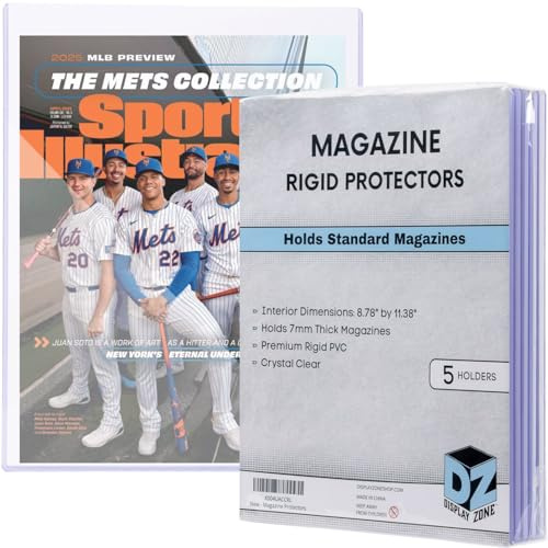 (5 Count) Display Zone 9x11.5 Magazine Topload Holder - Premium Crystal Clear PVC Sleeves - 7mm Thick Plastic Display Covers - Archival Top Loaders for Standard Magazine Collectors