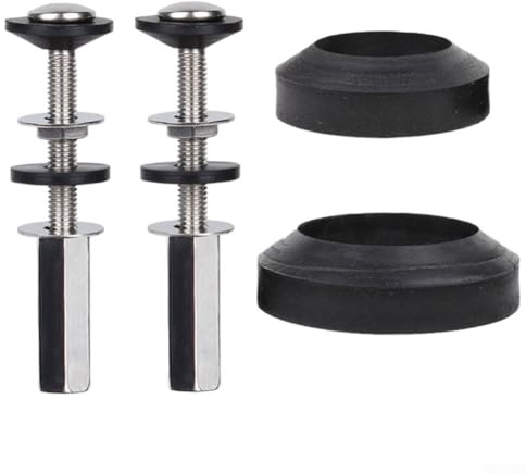 Jotekonoby 304 Stainless Steel Toilet Tank Bolts with Rubber Sealing Rings - 2-Piece Fixing Kit for Secure Toilet Tank Installation and Water Leak Prevention