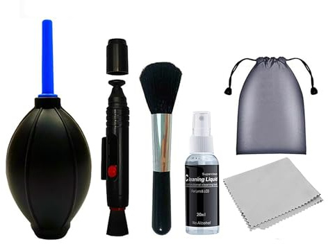 Camera Lens Cleaning Kit Camera Cleaning Kit with Air Blowing, 60ml Cleaning Cloths Liquid, cleaning cloth, Lens Pen, Cleaning Brush, Storage Bag for DSLR Camera Lens Filter Cell Phones