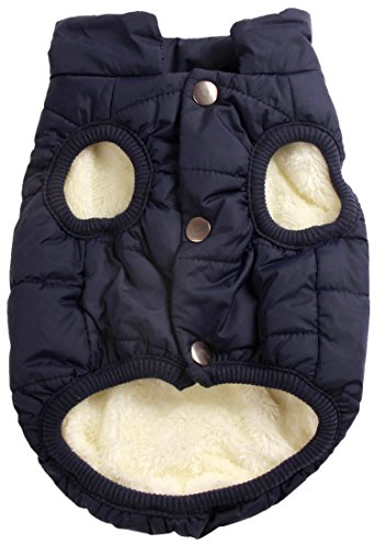 Mit Fleece gefütterte Hundejacke mit 2 Schichten von JoyDaog, sehr warm für den Winter und kaltes Wetter, extraweiche, winddichte Hundeweste(L, blau)
