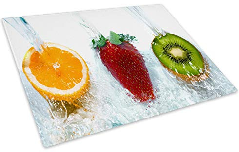 Red Orange Green Fruit Glass Chopping Board Kitchen Worktop Saver Protector