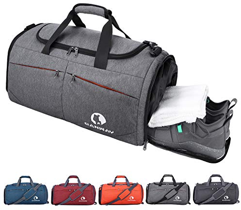 CANWAY Faltbare Sporttasche Faltbare Reisetasche mit dem schmutzigen Fach und Schuhfach Leichtgewicht für Männer und Frauen (Grau) 45L