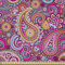 ABAKUHAUS Paisley Stoff als Meterware, Asiatische Blumen und Sonne, Seidiger Satin Stoff Zum benähen von Heimtextilien, 2M (148x200cm), Magenta Orange