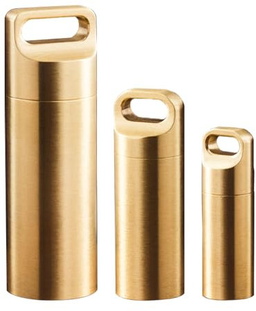 3 Pillendosen, tragbare Pillendosen in 3 Größen, wasserdichter Pillendosenhalter für den täglichen Gebrauch, tragbarer Medikamentenspender für Outdoor-Camping und Reisen, Gold