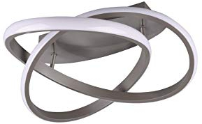 lightling LED Deckenleuchte Wibke, Korpus aus nickel matt Metall, fest verbaute LED Technik (18W), dimmbar (Switch Dimmer), Höhe: 19 cm, Durchmesser: 45 cm