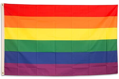 SCAMODA Party-, Freizeit- und Motiv-Flaggen aus wetterfestem Material, Outdoor-Fahne (Regenbogen) 150x90cm
