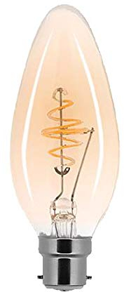 NCC-Licht LED Spiral Filament Leuchtmittel Kerze 2,5W B22 Gold extra warmweiß 2000K