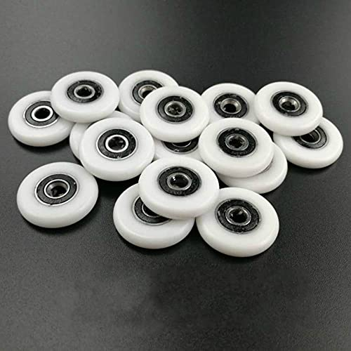 AFUDER 8pcs Badezimmertür Schiebeflur Duschtür Rollen, Weiß, 19mm/20mm/22mm/23mm/25mm/27mm Außendurchmesser, 5mm Lagerbohrung, Modern, Kunststoff, Edelstahl