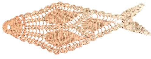 Fischförmige Häkeldeckchen Rosa, 31 cm