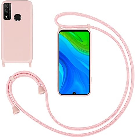GoodcAcy Handykette Handyhülle für Huawei P Smart 2019/2020,Smartphone Necklace Hülle mit Band Schutzhülle mit Kette zum umhängen Halskette Flüssig Silikon Case für Huawei P Smart 2019/2020,Pink